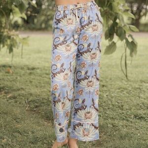Anthropologie Victoria Garcia Sparrow Flannel Sleep Pants blue Pull On Sz XXS